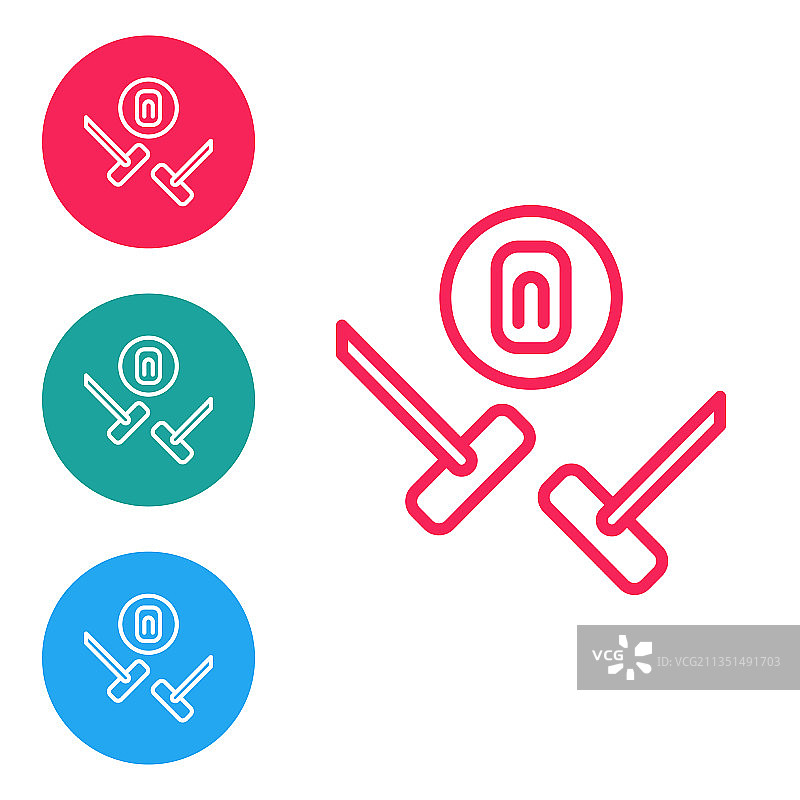 白色背景上的红色冰壶线图片素材