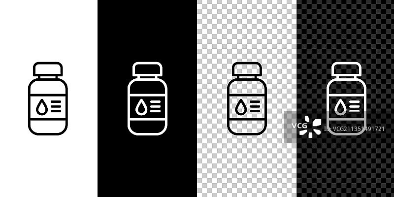 黑色背景上的打印机墨水瓶图标线性组合图片素材