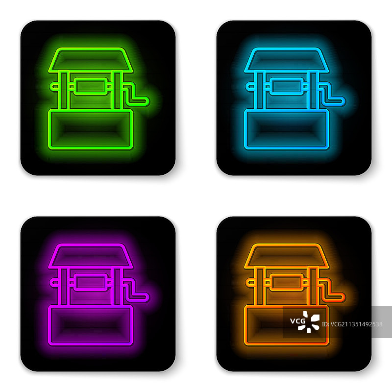 白色背景上的发光霓虹灯水井图标图片素材