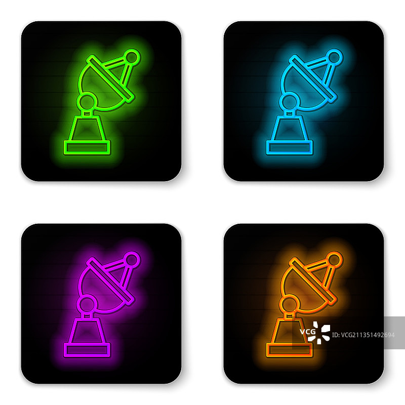 发光的霓虹灯线条卫星天线标志图片素材