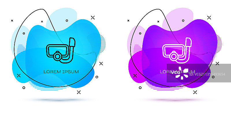 带呼吸管潜水面罩线条图标图片素材