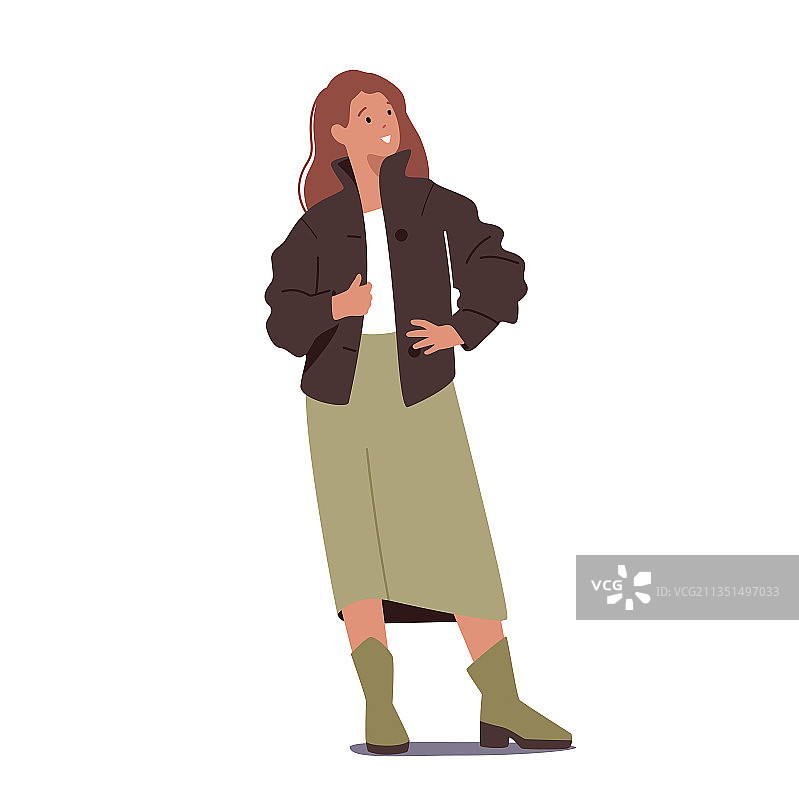 身穿麂皮或皮夹克的时尚女性图片素材