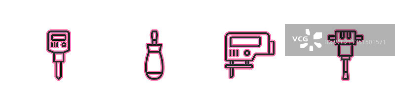 线路工具套装：风镐、电锯等图片素材