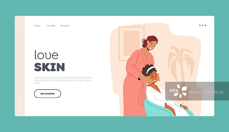 美容护肤着陆页模板图片素材