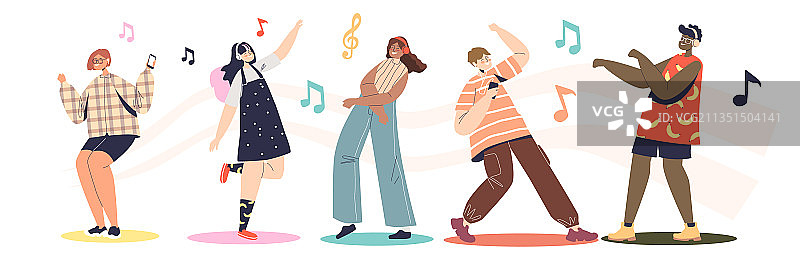 人们戴着耳机用手机听音乐图片素材