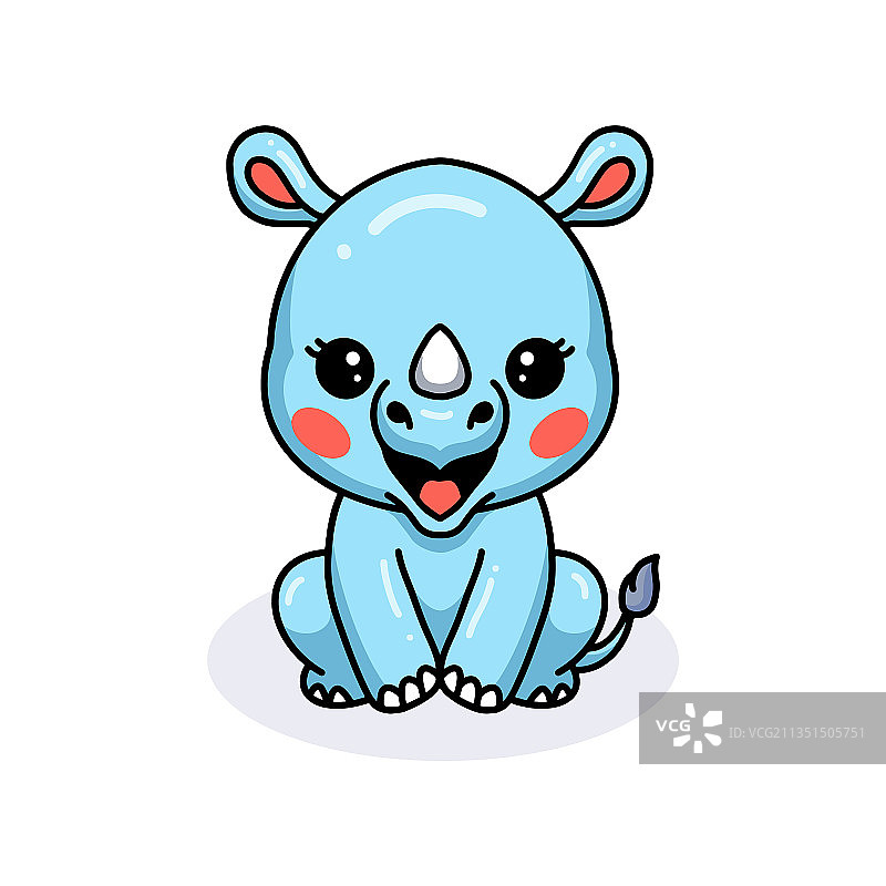 卡通坐姿小犀牛图片素材