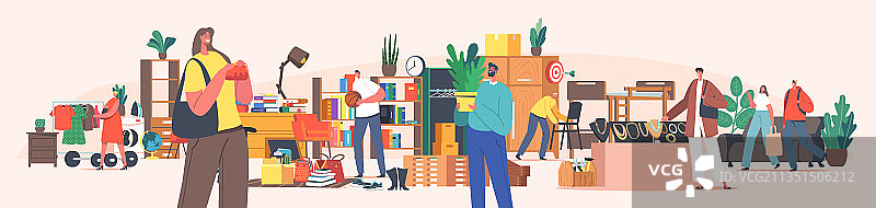 逛跳蚤市场的人物图片素材