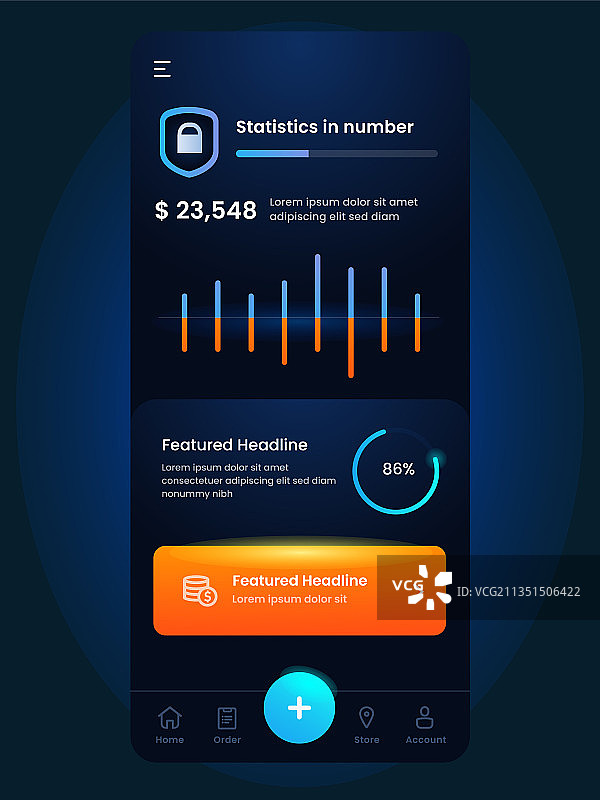 深蓝色数据移动用户界面布局图片素材