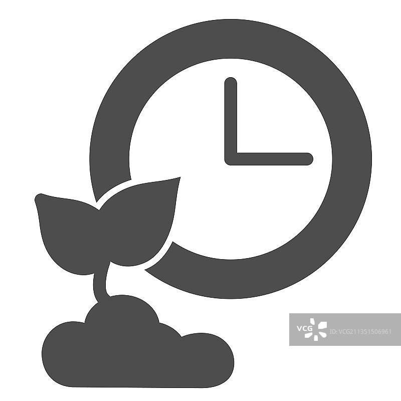 土壤中发芽的时钟，生长的时间实体图标图片素材