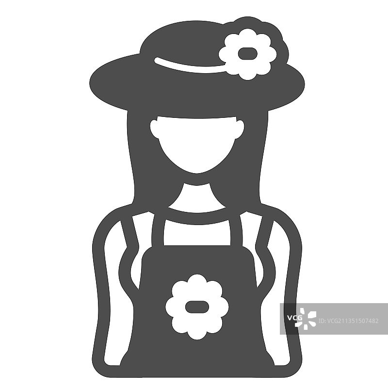戴帽子和围裙的园丁女孩实体图标图片素材