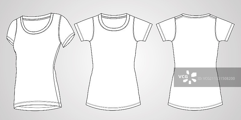 女士棉质修身T恤上衣图片素材