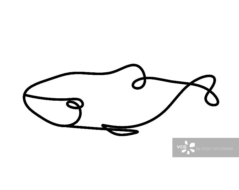 白色背景上的鲸鱼线条剪影图片素材