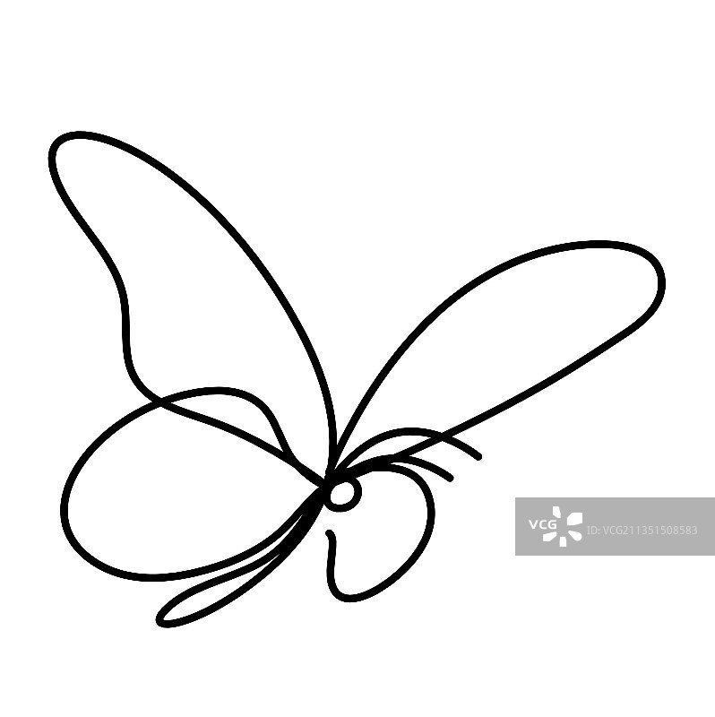 孤立于白色背景的蝴蝶线条图标图片素材