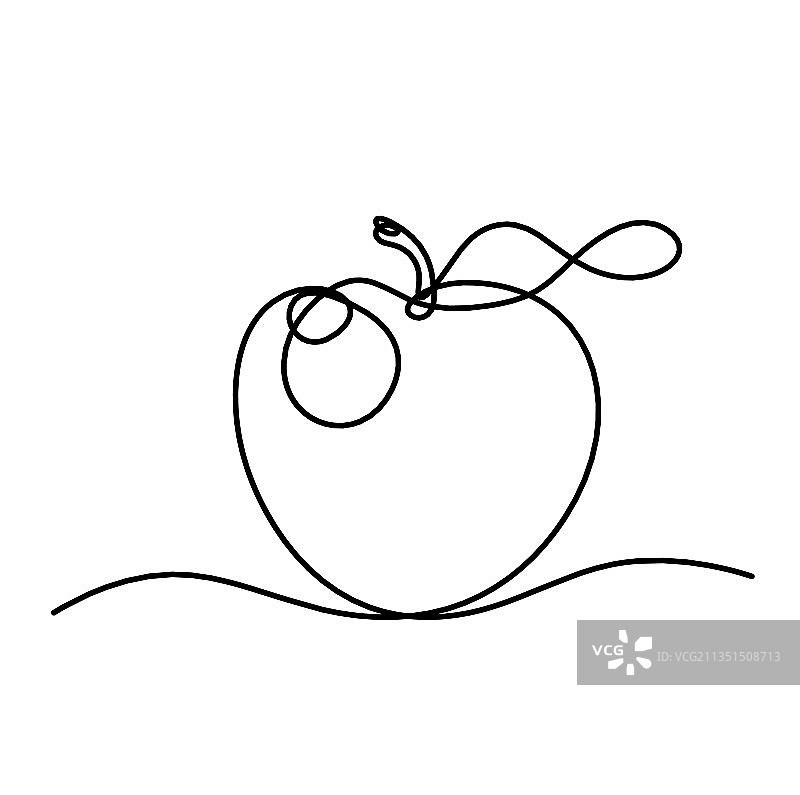 白色背景上的苹果线条绘画图片素材