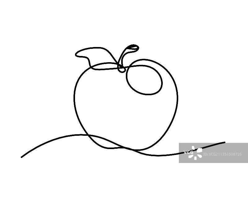 白色背景上的苹果线条绘画图片素材