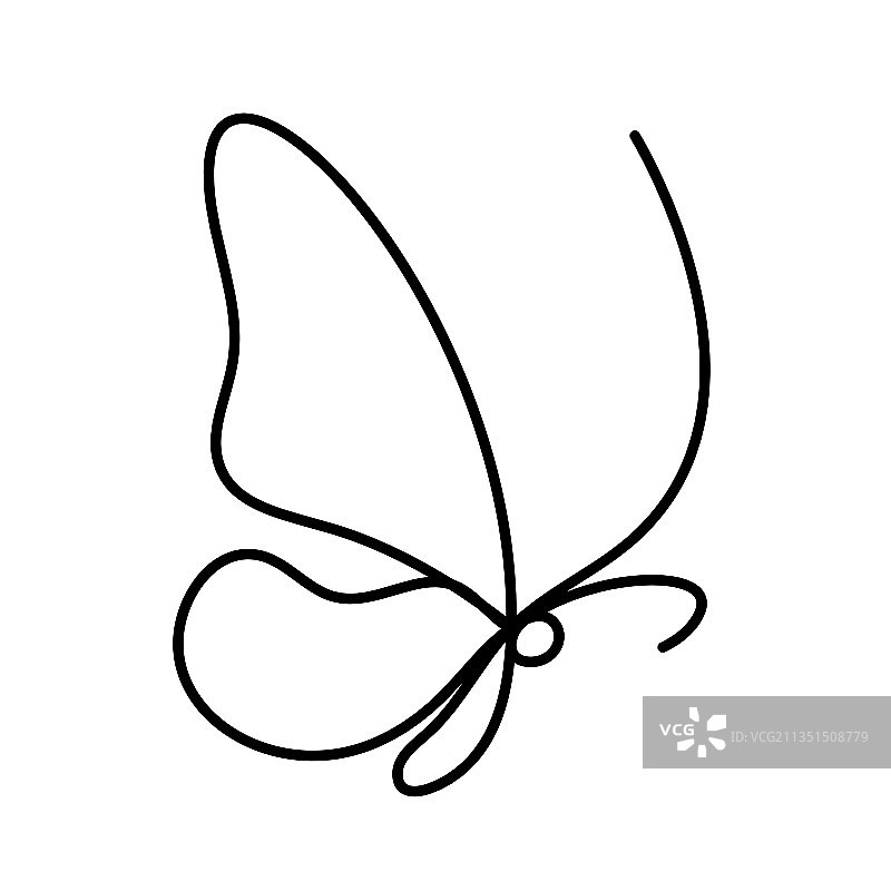 孤立于白色背景的蝴蝶线条图标图片素材