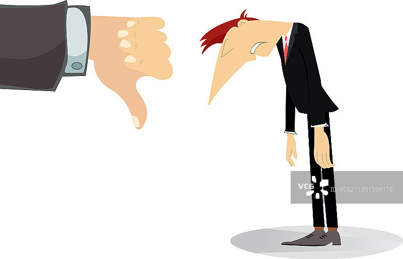 商人和一个拇指向下的手图片素材