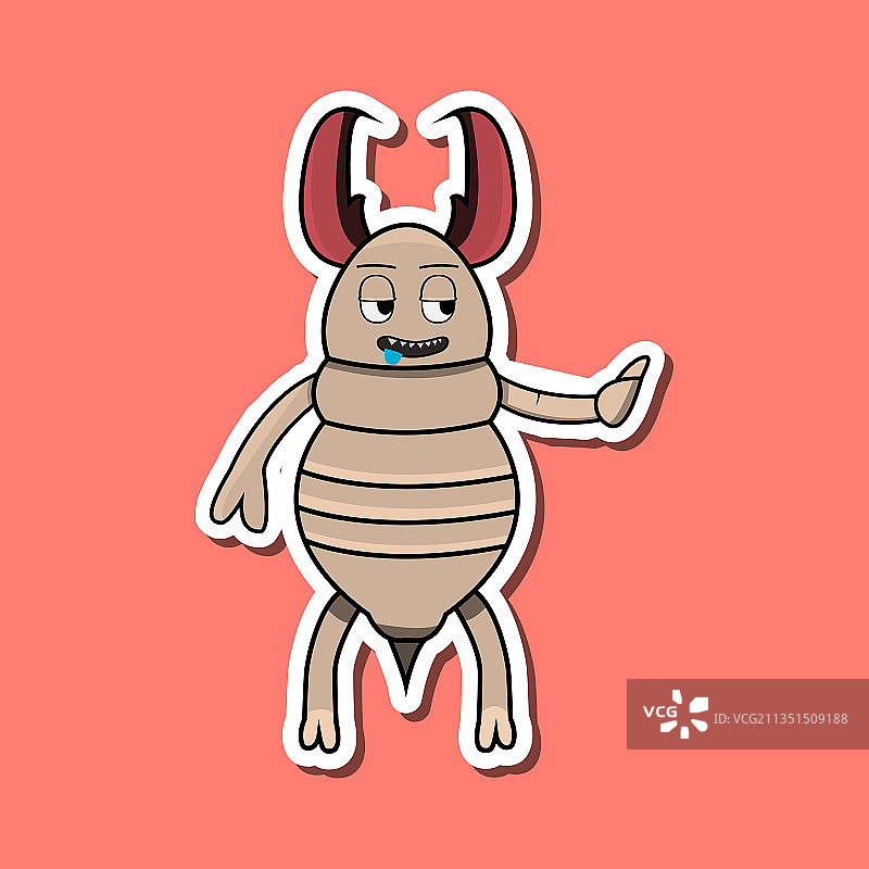 可爱的昆虫贴纸与流口水的白蚁图片素材