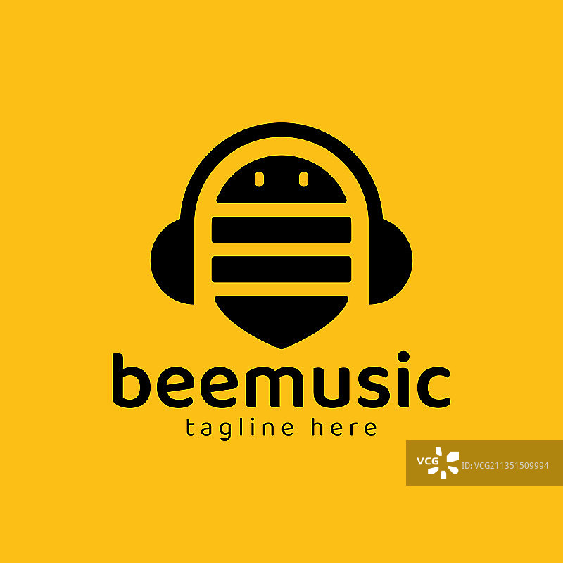 蜜蜂Logo形成音乐耳机图片素材