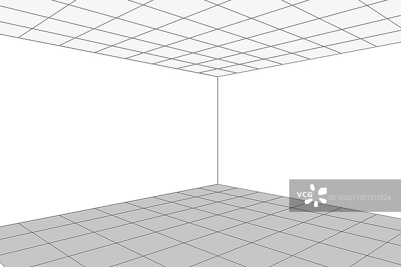 网格透视白色房间背景图片素材