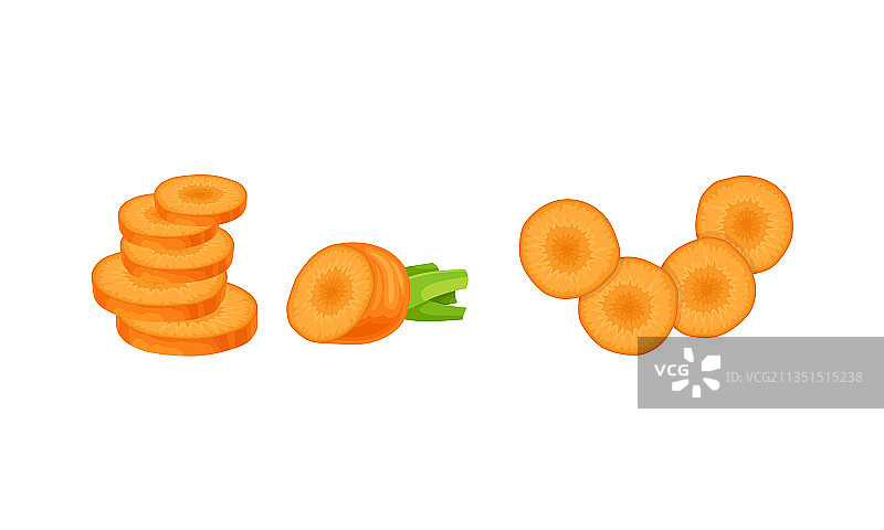 切片胡萝卜，橙色根茎类蔬菜图片素材