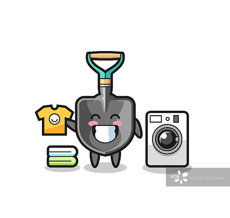 铲子洗衣机吉祥物卡通图片素材