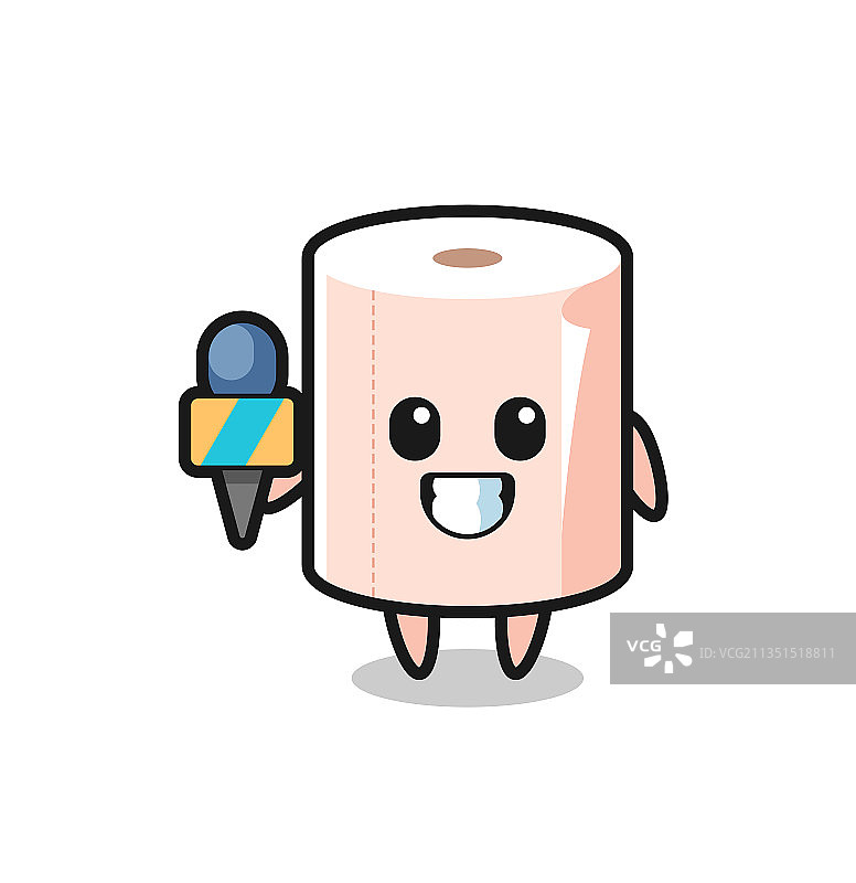 卷纸新闻记者角色吉祥物图片素材