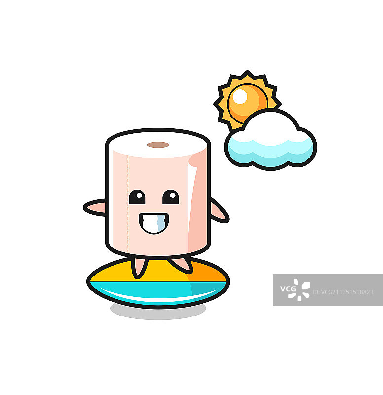 纸巾卷卡通海滩冲浪图片素材