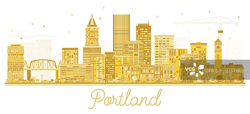 俄勒冈州波特兰城市天际线金色景观图片素材
