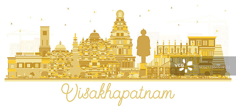带有金色建筑的维沙卡帕特南天际线图片素材