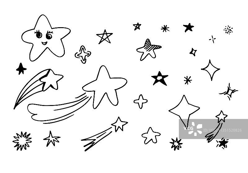 手绘星星集合星星涂鸦合集图片素材