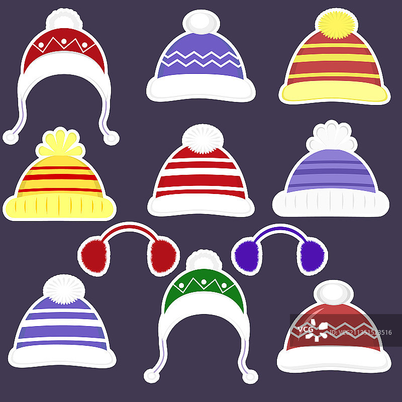 十九种帽子贴纸图片素材