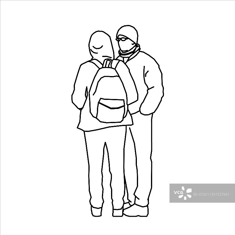 夫妇交谈速写设计图片素材