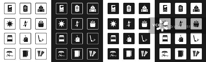 徒步背包皮划艇或独木舟船桨套装图片素材