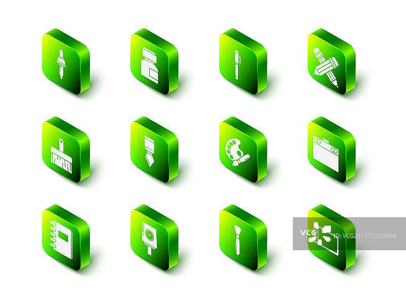 油画颜料罐、染料笔和交叉铅笔套装图片素材