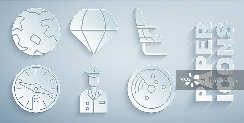 飞行员驾驶舱设备：座椅、罗盘、雷达等图片素材