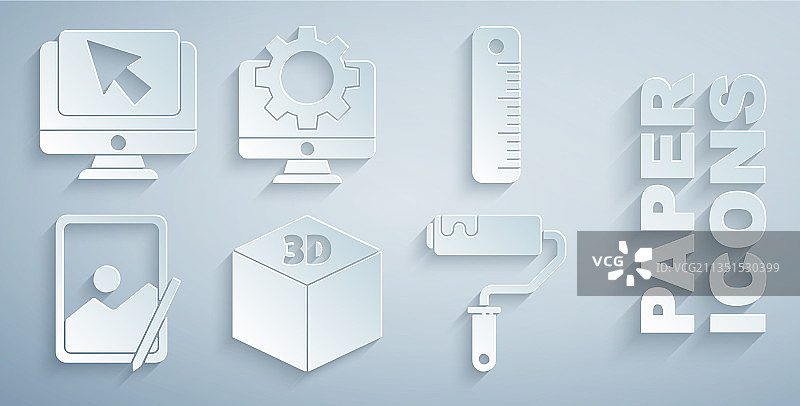 2.5D立方体绘图板标尺设计图片素材
