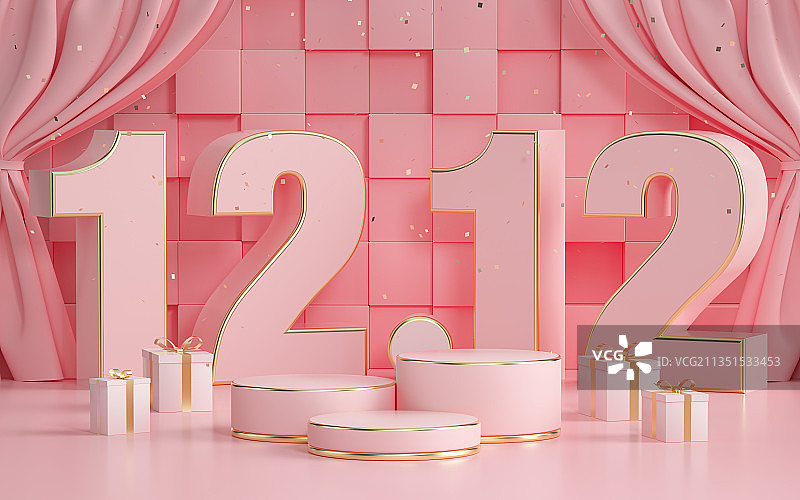 产品展台三维图形双12促销背景图片素材