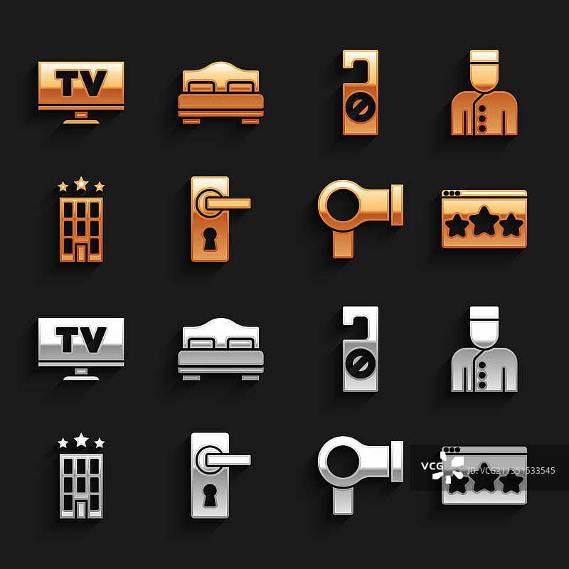 门把手与五星级酒店服务图标图片素材