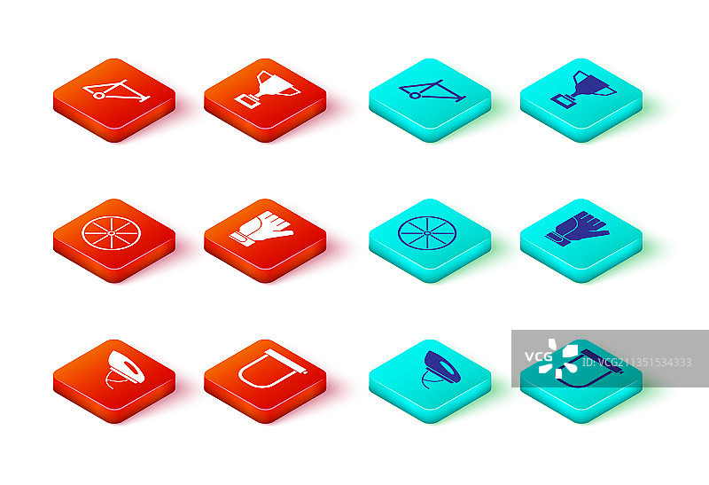 自行车头盔锁车轮手套奖杯套装图片素材