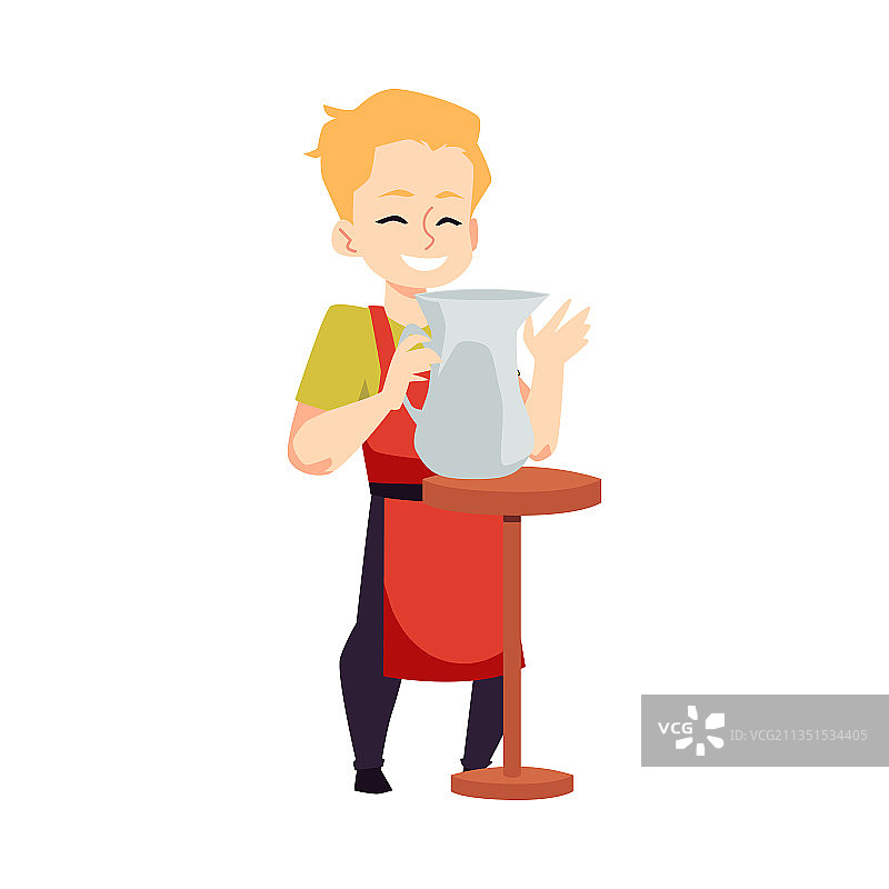 儿童制作陶器扁平卡通图片素材