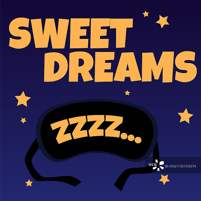 带睡眠面罩的甜蜜祝福卡片图片素材