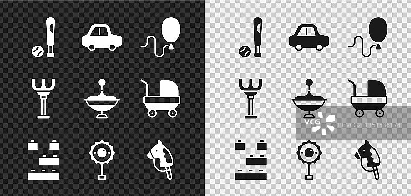 棒球蝙蝠与球玩具车气球套装图片素材