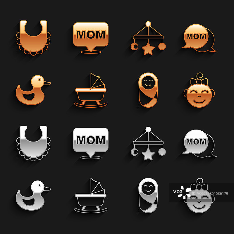 婴儿车语音气泡妈妈小女孩套装图片素材