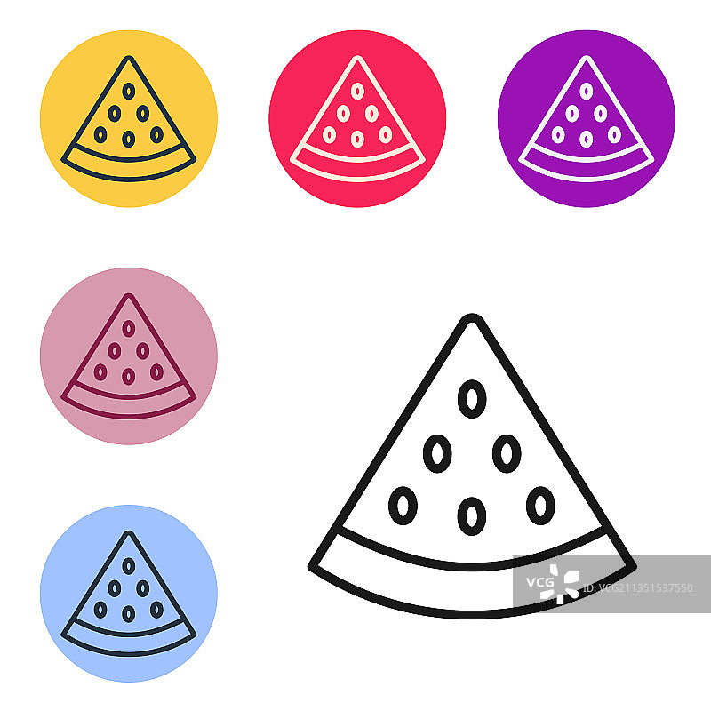 黑色线条西瓜图标，白色背景图片素材