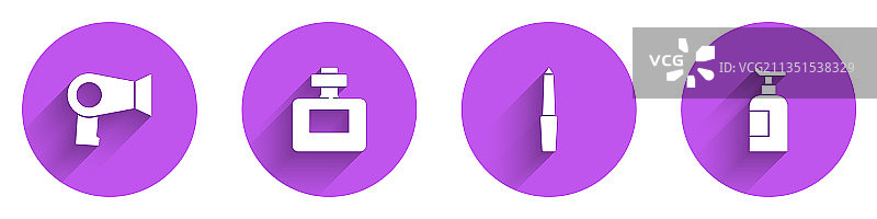 电吹风、香水、指甲锉及面霜套装图片素材