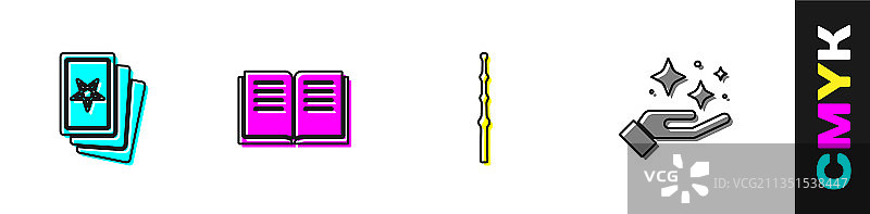 三组塔罗牌：古老的魔法书图片素材
