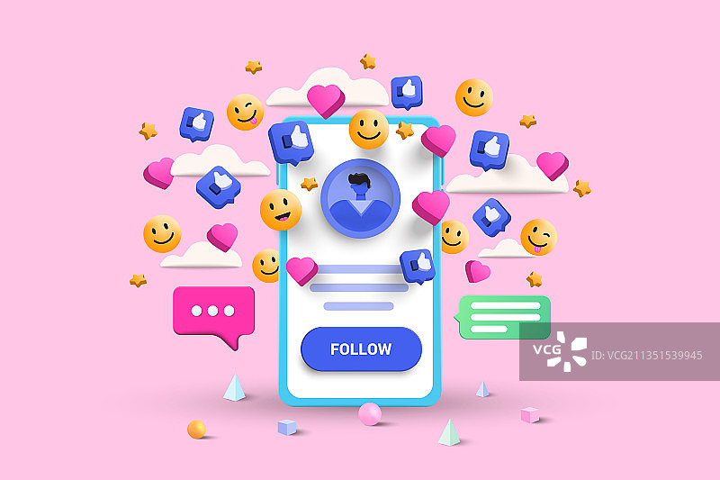 现代社交媒体3D设计图片素材