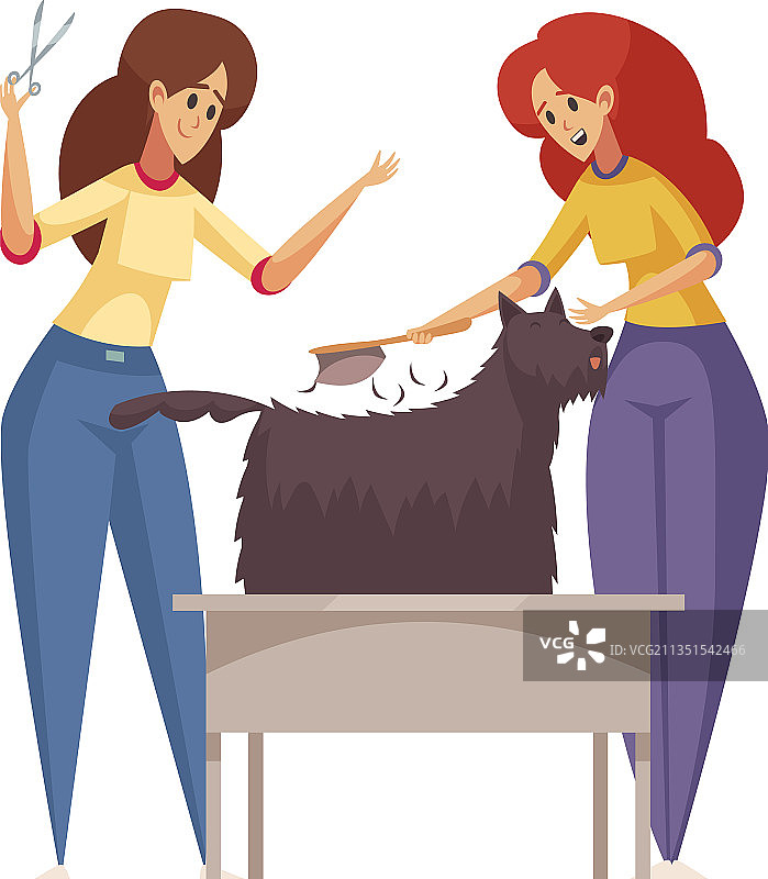 宠物美容师扁平设计图片素材