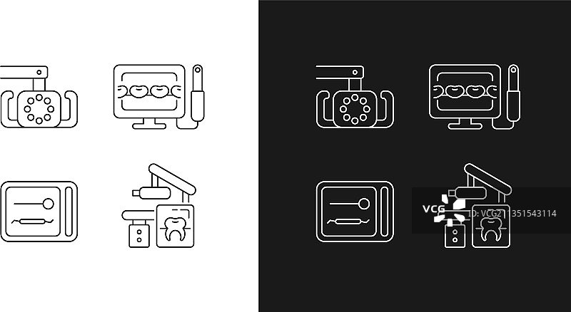 深色背景牙科器械线性图标图片素材